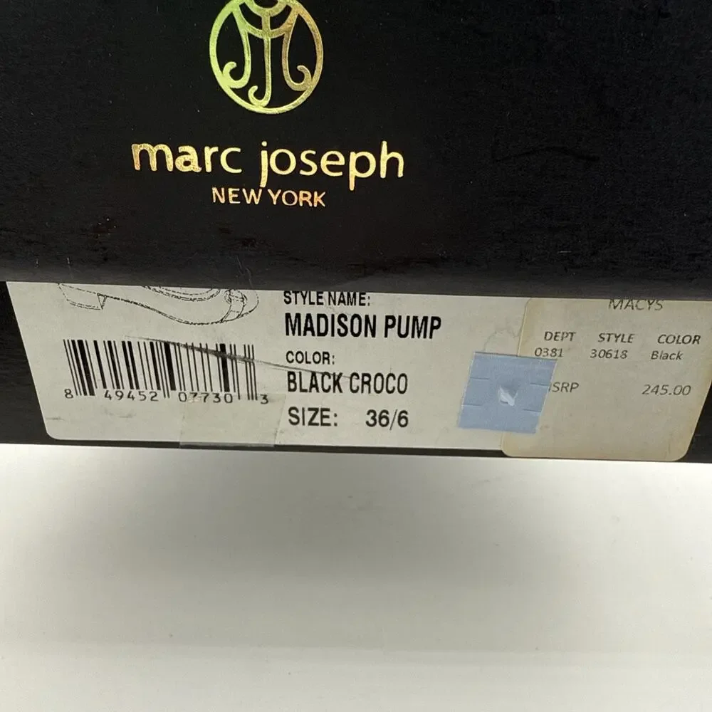 Marc Joseph‎ New York Womens Madison Croco Pumps Black EU 36 US 5.5-6 NEW